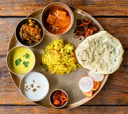 Authentic Varadhi Thali served at Waghoba Eco Lodge Tadoba