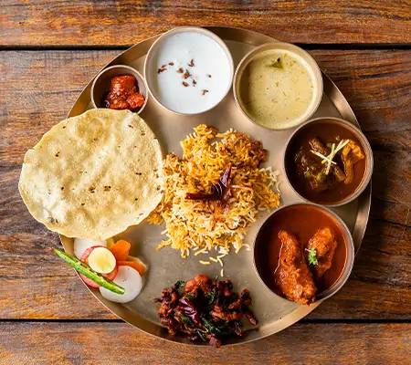 Traditional Maharashtrian dinner thali at Waghoba Eco Lodge